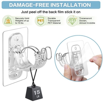 Ljepljivi nosač zavjesne šipke s podesivim kukom — ABS, moderni minimalisticki stil, nosivost 1–3 kg