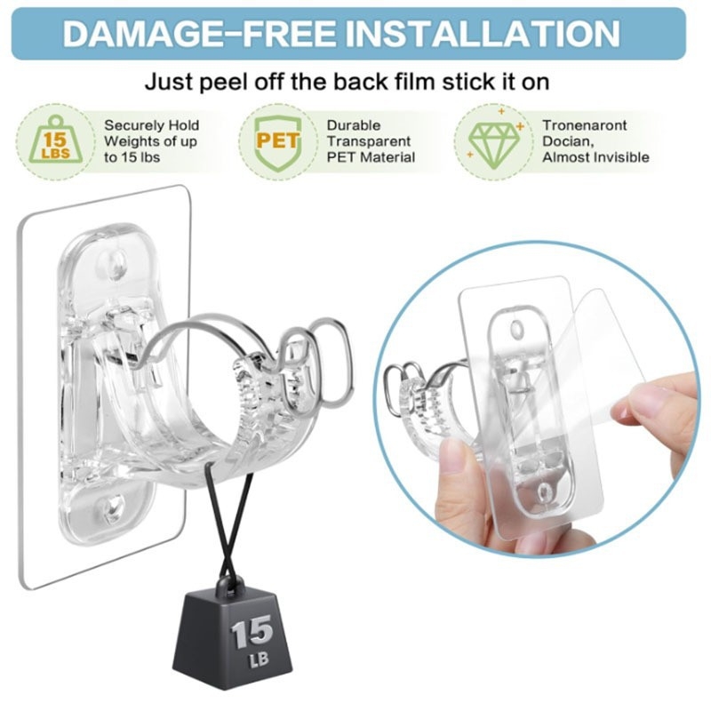 Ljepljivi nosač zavjesne šipke s podesivim kukom — ABS, moderni minimalisticki stil, nosivost 1–3 kg