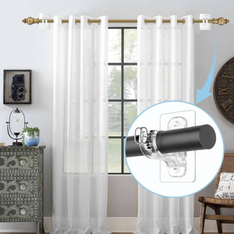 Ljepljivi nosač zavjesne šipke s podesivim kukom — ABS, moderni minimalisticki stil, nosivost 1–3 kg