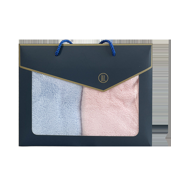 Dvostruki set pamukovih ručnika za lice, 32s pređa, 90 g, vez i završni šav, Little jushi