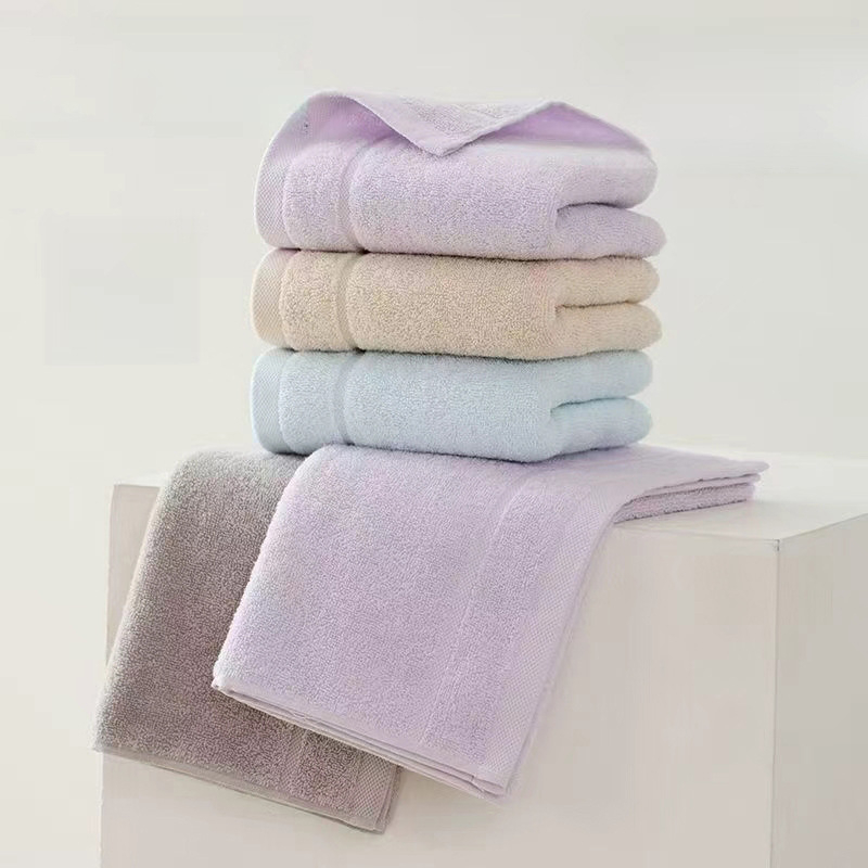 Dvostruki set pamukovih ručnika za lice, 32s pređa, 90 g, vez i završni šav, Little jushi