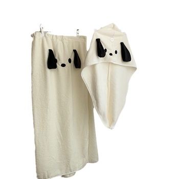 Set ručnika za kupaonicu s karikaturnim psom, uključuje wrap kupaću haljinu i kapu za sušenje kose; coral fleece; 260 g/m2; serija Finding Nemo; moguć tisak logotipa