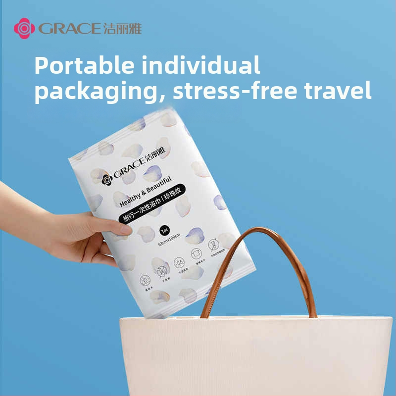 Ühekordne vannitoarätik, märg/kuiv, reisidele, kaasaskantav, eraldi pakendatud, keemiline kiud kapokiga, lihtne kude