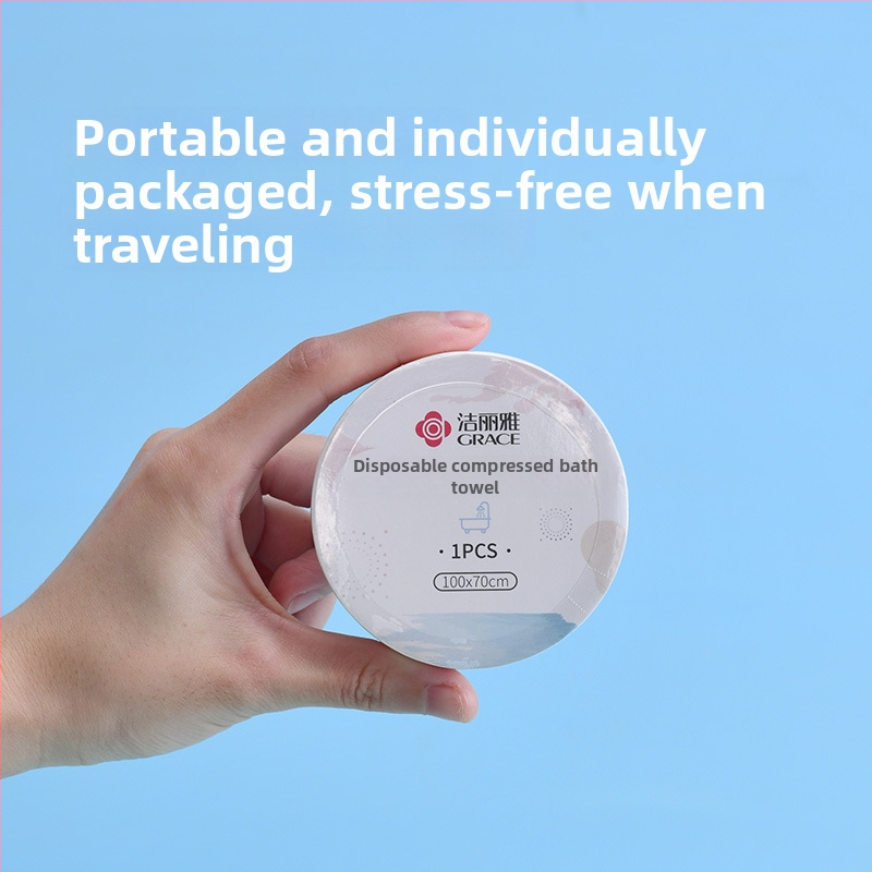 Ühekordne tihendatud vannrätik, eraldi pakendatud reisimiseks, lisaks paksem näorätik; 100% regenereeritud tselluloosi kiud; taimsed kiud; kiire imendumine 0–5 s.