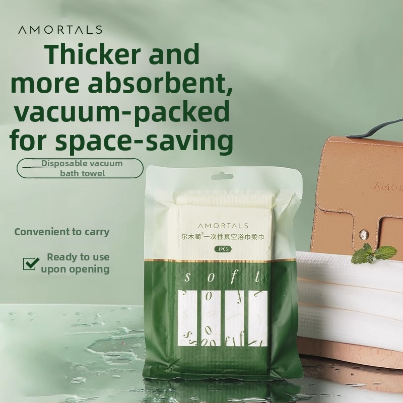 Ermu ühekordne vannirätik, vaakumiga kokku surutud, täiskasvanutele ja lastele, reisidel, eraldi pakendatud, kaasaskantav; materjal: superfine kiud; peamine koostisosa: puuvill