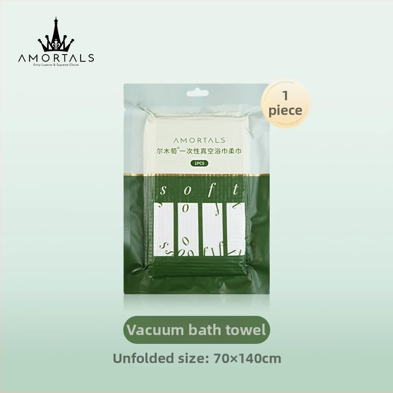 Ermu ühekordne vannirätik, vaakumiga kokku surutud, täiskasvanutele ja lastele, reisidel, eraldi pakendatud, kaasaskantav; materjal: superfine kiud; peamine koostisosa: puuvill