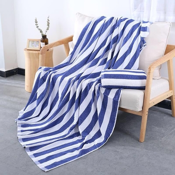 Pamut törölköző pléd, 1,1–1,5 kg, tavasz–ősz, csíkos mintázat, nyomtatás és festés a szöveten