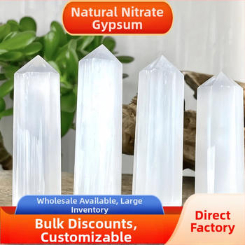 ģipsis kristāla kolonnas, sešstūris formas, caurspīdīgas, ar vienu virsotni