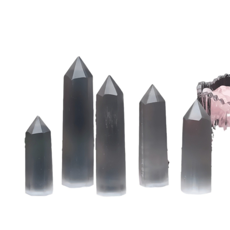 Гипсови кристални колони, шестостенна форма, прозрачен вид, едно върхово върхче