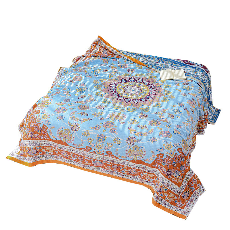 Medvilninė gauzė keturių sluoksnių rankšluosčių pledas, visoms sezonoms, augalų ir gėlių raštas, modernus paprastas stilius (svoris 1500–1999 g; medžiaga: medvilnė; kokybė: pirmoji klasė)