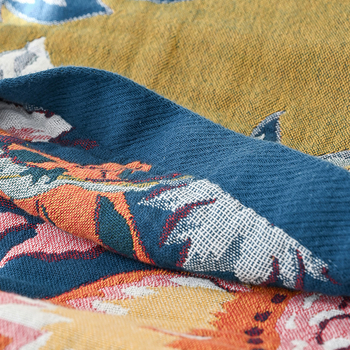 Kanapéra való törölközőtakaró — 100% pamut, négy réteg géz, nyári vékony kivitel, táj mintás, reaktív nyomtatás, súly 1,1–1,5 kg