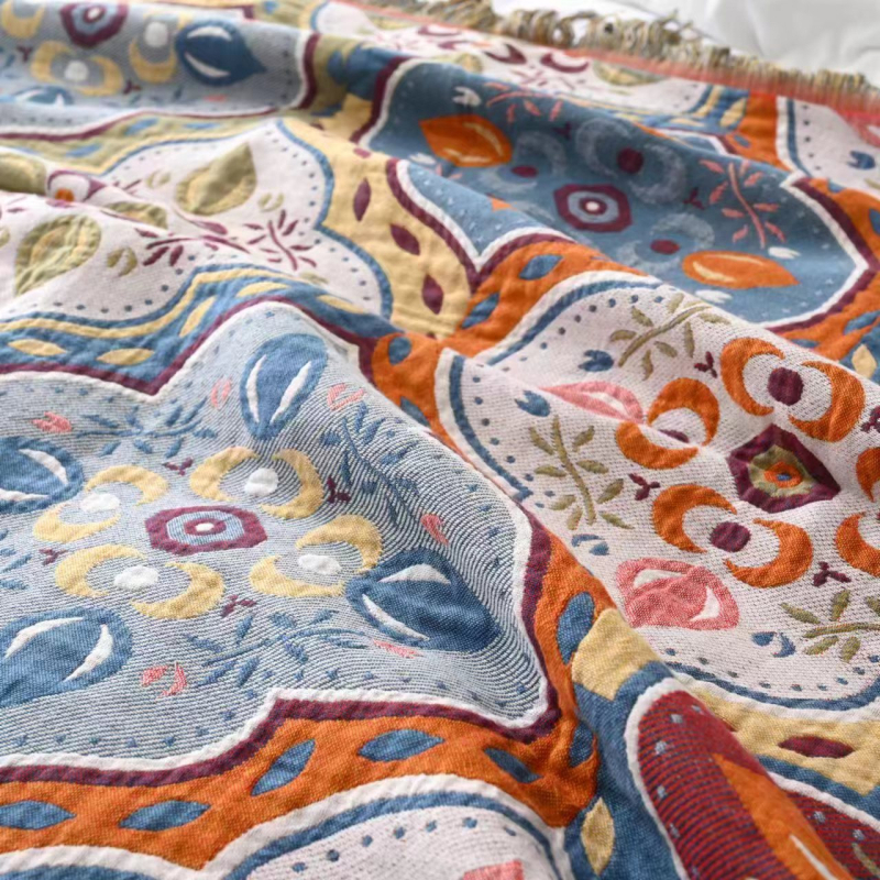 Wave Runyi Törölköző-takaró - pamut, fonalakkal színezett jacquard, csíkos, bőrbarát, lélegző