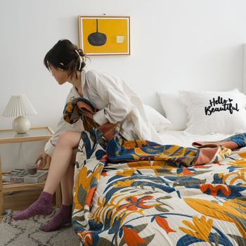 Πενταεπίπεδη βαμβακερή πετσέτα-κουβέρτα, σκανδιναβικό μινιμαλιστικό στυλ, για άνοιξη-φθινόπωρο, μονό ή διπλό κρεβάτι, 1050–1550 γρ