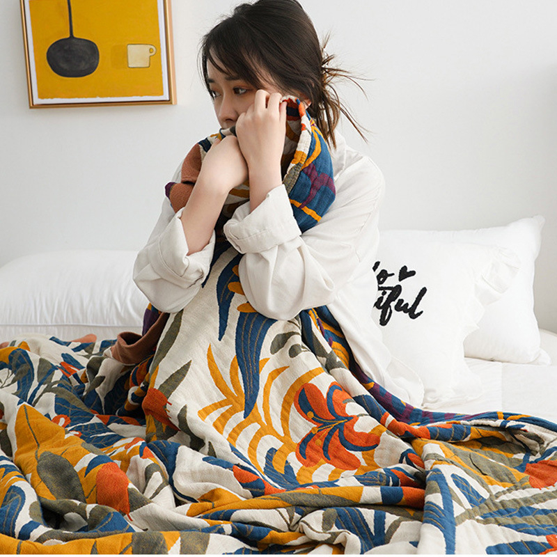 Πενταεπίπεδη βαμβακερή πετσέτα-κουβέρτα, σκανδιναβικό μινιμαλιστικό στυλ, για άνοιξη-φθινόπωρο, μονό ή διπλό κρεβάτι, 1050–1550 γρ