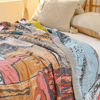 Négyrétegű géz frottírtakaró | 100% pamut, súly 1,1–1,5 kg, reaktív nyomtatás és festés, testreszabható