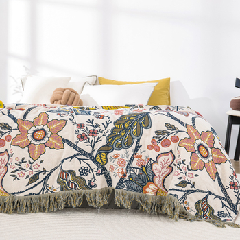 Többszörös rétegű, négy évszakos pamut géz törölköző-takaró bojtokkal — bőrbarát, reaktív nyomtatás és festés, első osztály, típus: törölköző-pled