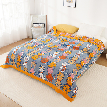 Öt rétegű pamut géz törölköző pléd – Nyár, 0.55–1.0 kg, reaktív nyomtatás, rajzfilm mintázat