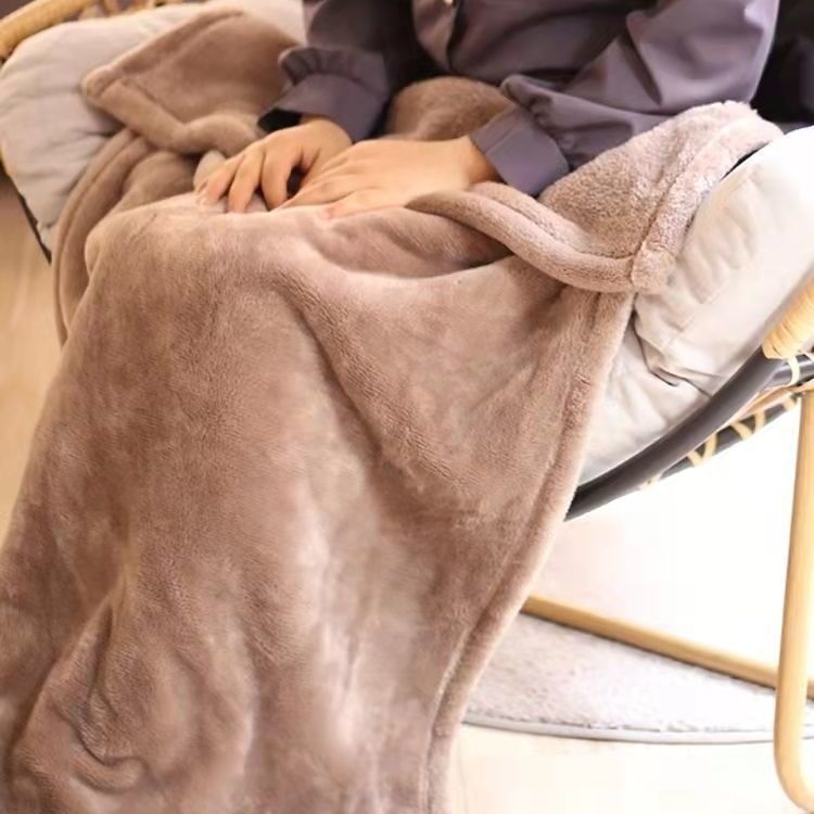 Irodai szundikáló törölköző pléd – könnyű flanel/polietészter, csíkos vagy egyszínű minta, egész éves használatra, kínai stílus