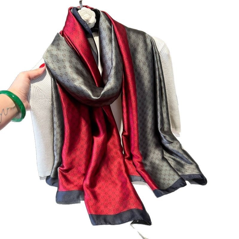 Șal de damă din mătase sintetică, vară, țesătură simplă, origine Hangzhou, de înaltă calitate, stil urban versatil