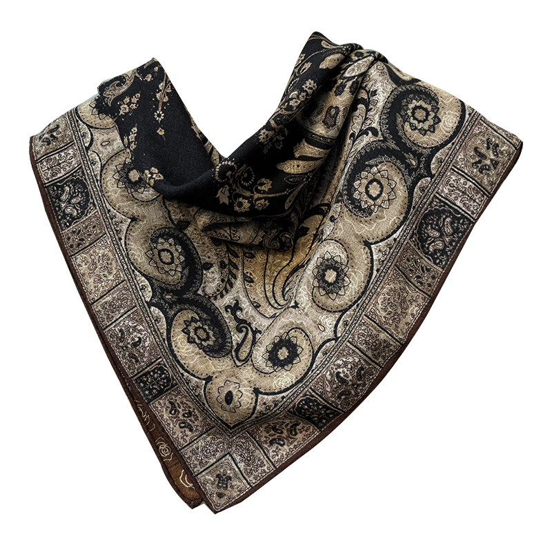 Șal pătrat din mătase și lână pentru femei, cu țesătură simplă, păstrează căldura, iarnă