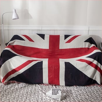 Retro nostalgická britská vlajka dvostranná bavlnená prikrývka na pohovku, 1500 g, prispôsobiteľná