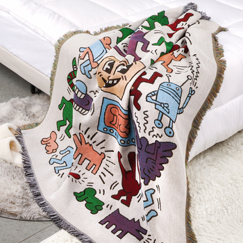 Pamukasta kamping deka i kauč prekrivač, karikatura džakard stil, cjelogodišnja uporaba, 800–999 g, prilagodljivo