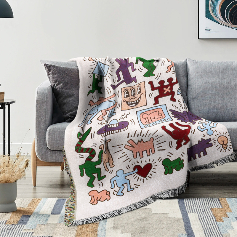 Pamukasta kamping deka i kauč prekrivač, karikatura džakard stil, cjelogodišnja uporaba, 800–999 g, prilagodljivo