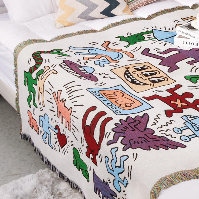 Pamukasta kamping deka i kauč prekrivač, karikatura džakard stil, cjelogodišnja uporaba, 800–999 g, prilagodljivo