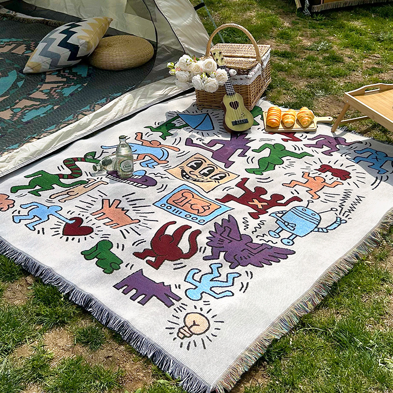 Pamukasta kamping deka i kauč prekrivač, karikatura džakard stil, cjelogodišnja uporaba, 800–999 g, prilagodljivo