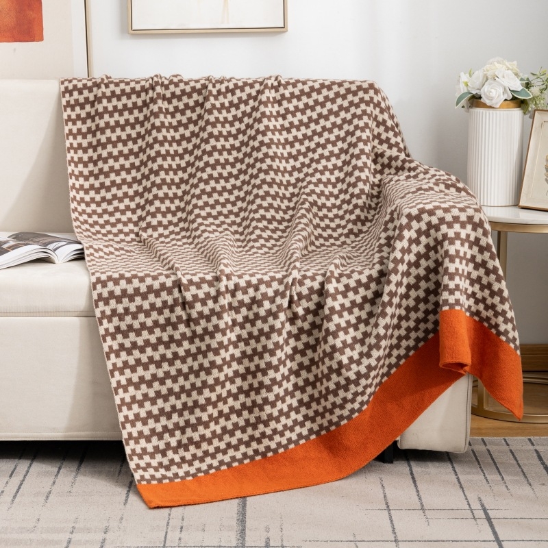 Pleteni prekrivač za kauč, skandinavski stil, geometrijski uzorak (poliester, 800–999 g, za sve sezone)
