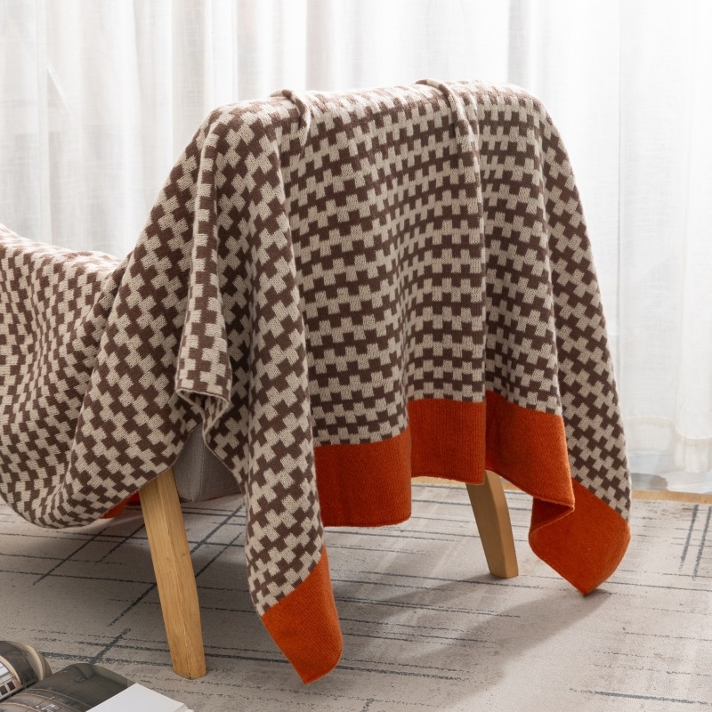 Pleteni prekrivač za kauč, skandinavski stil, geometrijski uzorak (poliester, 800–999 g, za sve sezone)