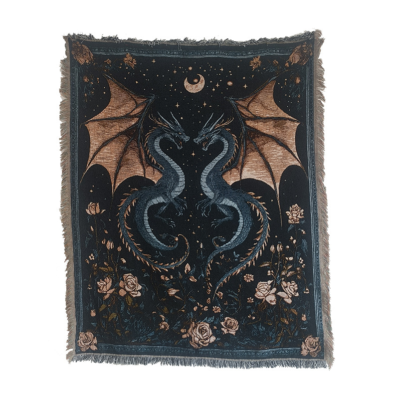 Goblen deka s resicama, ručno tkana, pravokutnog oblika, crtež likova