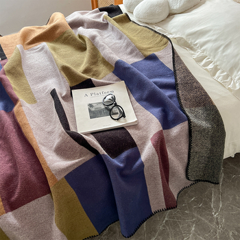 Deka za kauč s geometrijskim uzorkom, akrilna vlakna, 500-799 g, moderni minimalistički stil, za sve sezone