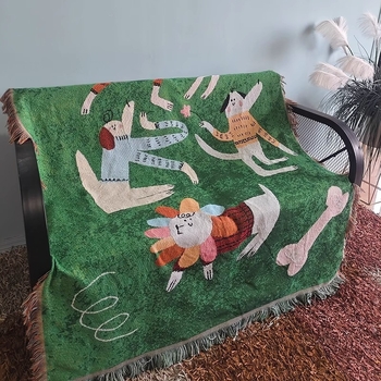 Pletena deka od poliestersko-bavlane smjese s karikaturnim uzorkom, sve sezone, 300–499 g