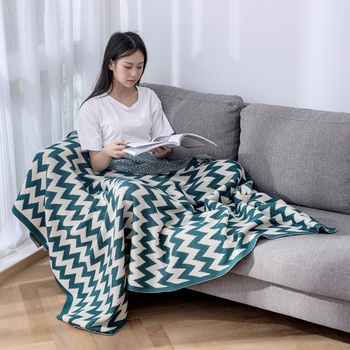 Pleteni pled, acrilna vlakna, prugasti uzorak, nordijski stil, pogodno za sve sezone, 800–999 g