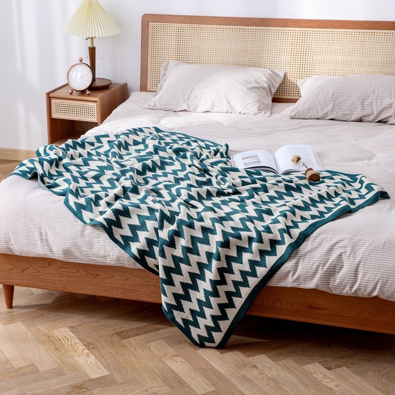 Pleteni pled, acrilna vlakna, prugasti uzorak, nordijski stil, pogodno za sve sezone, 800–999 g