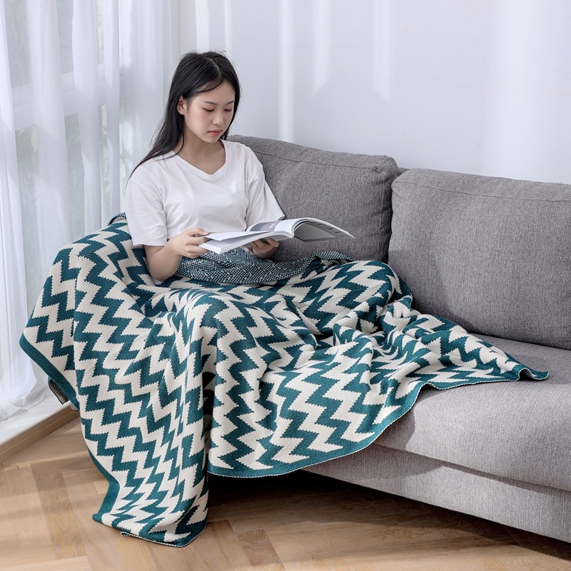Pleteni pled, acrilna vlakna, prugasti uzorak, nordijski stil, pogodno za sve sezone, 800–999 g