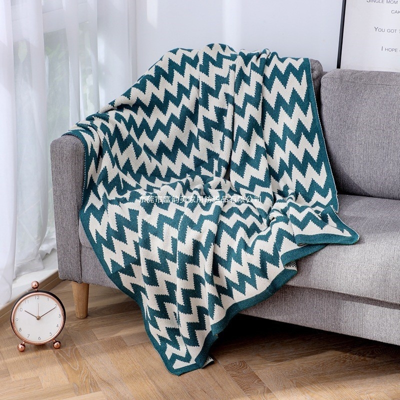 Pleteni pled, acrilna vlakna, prugasti uzorak, nordijski stil, pogodno za sve sezone, 800–999 g