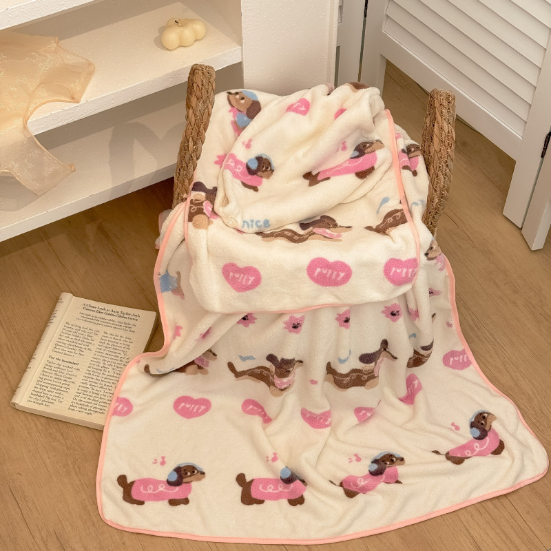 Dachshund otisak kupaonski ručnik set s kapom za sušenje kose, koralni velur, 200–300 g, poliester, Qianxun, 16 vlakana, šivan