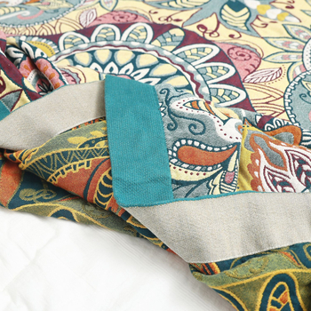 Puuvillane pleed diivanile, skandinaavia stiil, taime ja lille muster, kaal 1000–1499 g, sobiv kõigile aastaaegadele