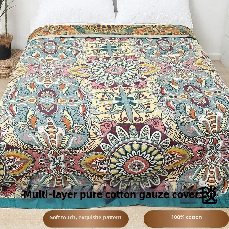 Puuvillane pleed diivanile, skandinaavia stiil, taime ja lille muster, kaal 1000–1499 g, sobiv kõigile aastaaegadele