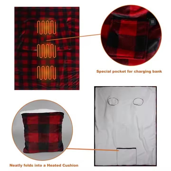 Nosiva USB električna deka s rukavima, debeli Sherpa flanel, poliester 90%, trostupnjeno inteligentno grijanje