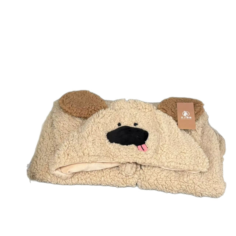 Kapuljačasta deka s crtanim štencem za zimu – za školu, ured i putovanja; 350 g poliester, cartoon stil