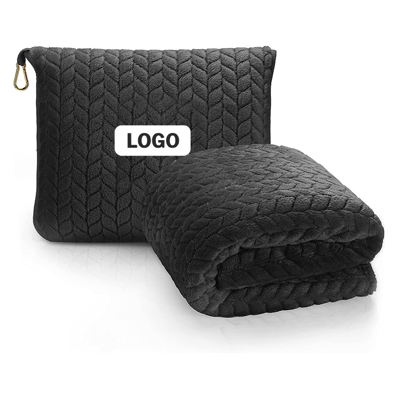 Dvoje-in-one putni deka za avion i auto, jacquard uzorak Wheat Ear, 100% poliester, 230gsm, proljeće–jesen, prilagodljiva obrada