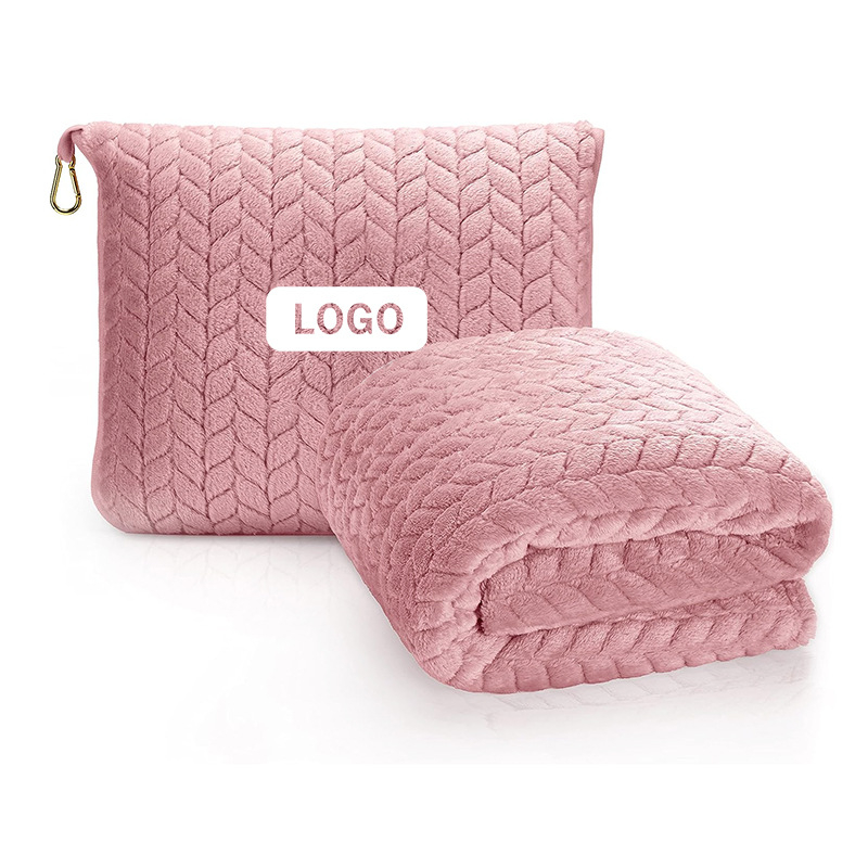 Dvoje-in-one putni deka za avion i auto, jacquard uzorak Wheat Ear, 100% poliester, 230gsm, proljeće–jesen, prilagodljiva obrada