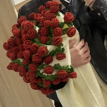 Cuvertură tricotată manual, buchet inimă, lână, fleece coral, stil etnic, primăvară-toamnă, calitate întâi