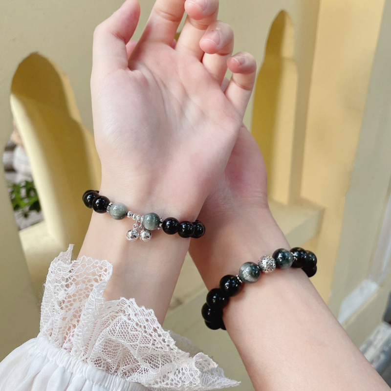 Narukvica od obsidijana za parove, ručna izrada, nišni dizajn, nakit