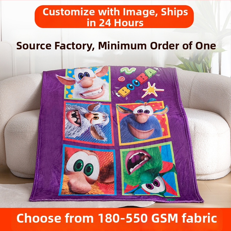 Pokrivač od poliestera 100%, 280 g/m², koralni fleece deka, 3D dvostrani otisak, uzorak crtani film