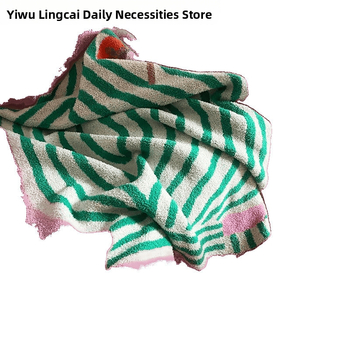 Polovvelúrová deka na pohovku – Pruhový vzor, Kvetinový dizajn, Polyester, Letná sezóna