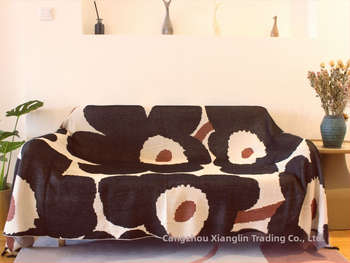 Megzta medvilninė antklodė, 800–999 g, saulėgrąžų raštas, šiuolaikinis minimalistinis stilius, 100% medvilnė